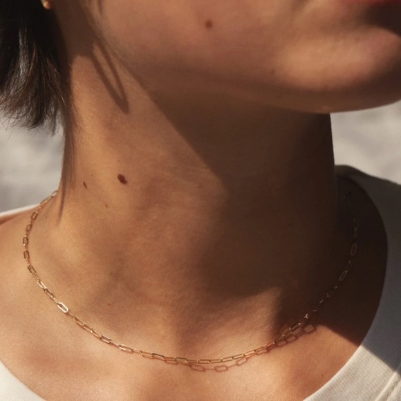 Gold Paper Clip Choker Necklace - Picture 2 of 7